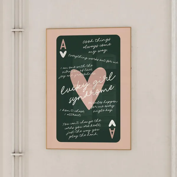 Lucky Girl Syndrome Ace Of Hearts Poster, Retro Bar Art