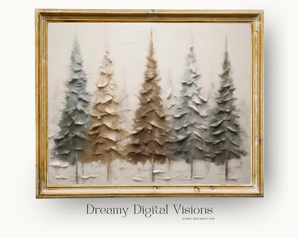 Primitive Christmas Trees Art Print, Rustic Holiday Decor
