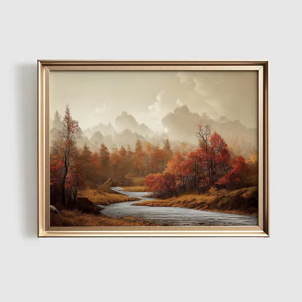 Autumn Landscape Print, Fall Foliage Forest