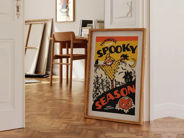 Spooky Halloween Retro Kitchen Art Poster