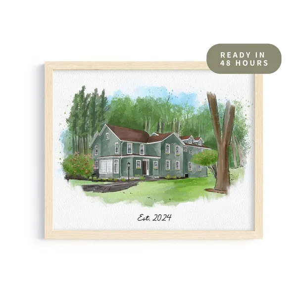Custom Watercolor House Portrait, Personalized Art Print