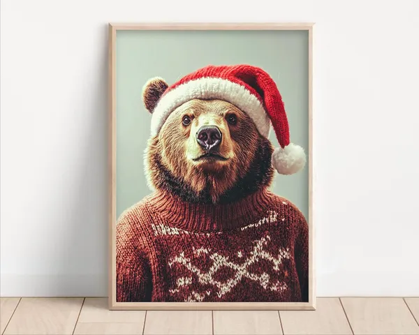 Cute Christmas Bear Retro Winter Art Print