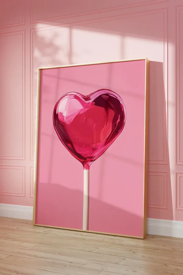 Painted Heart Lollipop Coquette Poster Print