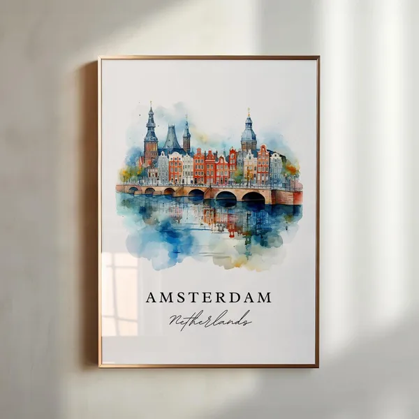 Amsterdam Custom Text Travel Poster, The Netherlands