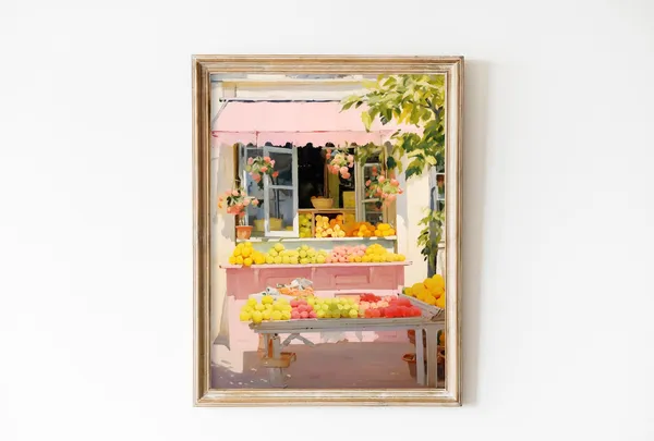 Fruits Basket Vintage Lemon Art Print, Kitchen Decor