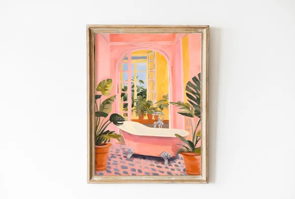 Henri Matisse-Inspired Pink Bathroom Art Print