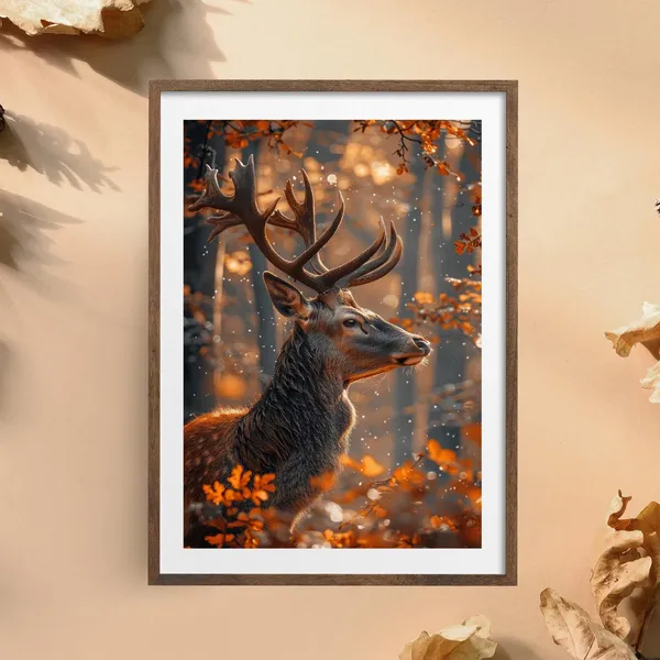 Autumn Deer Poster, Seasonal Wall Art Print
