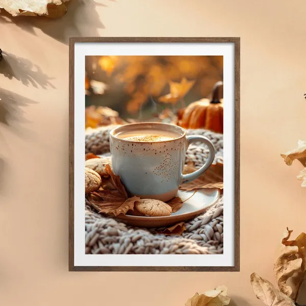 Autumn Coffee Poster, Seasonal Wall Art Print