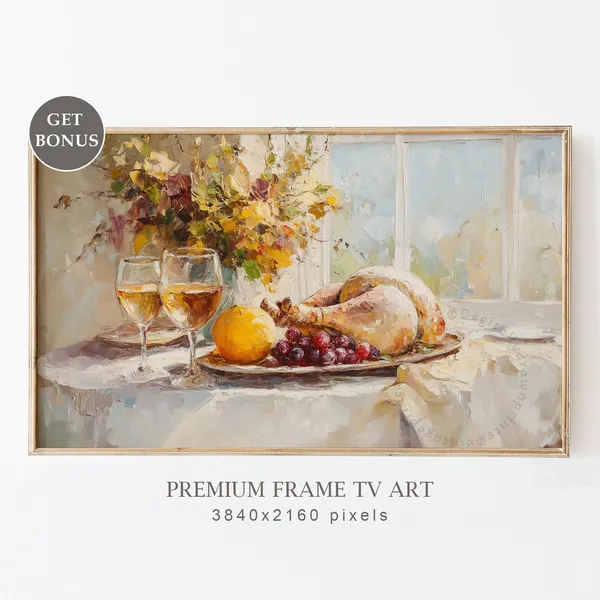 Vintage Thanksgiving Art Print, Rustic Farmhouse Still Life