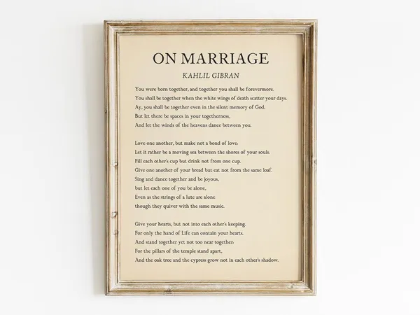 On Marriage by Kahlil Gibran, Poetry Art Print