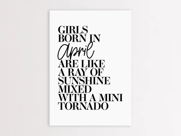 Girls Born In April Birthday Wall Art Print