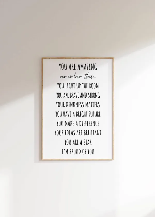 You Are Amazing Affirmation Art Print for Kids