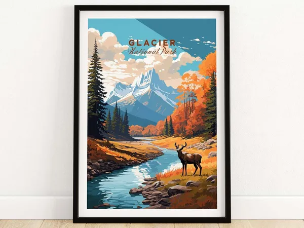 Glacier National Park Travel Poster Art Print