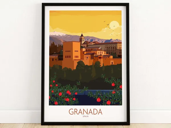 Granada Spain Travel Poster, Home Decor Art Print