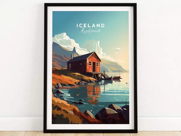 Iceland Reykjavik Travel Poster, Birthday Gift