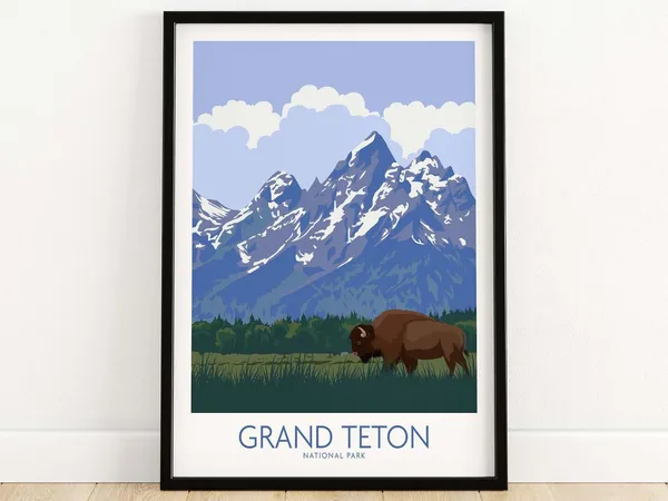 Grand Teton Poster Print, National Park Travel Art