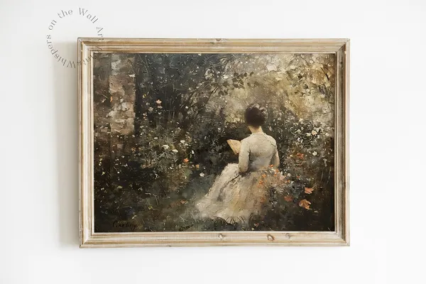 Autumn Woman Reading Art Print, Light Academia
