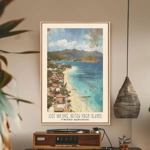 Jost Van Dyke, British Virgin Islands Watercolor Travel Poster
