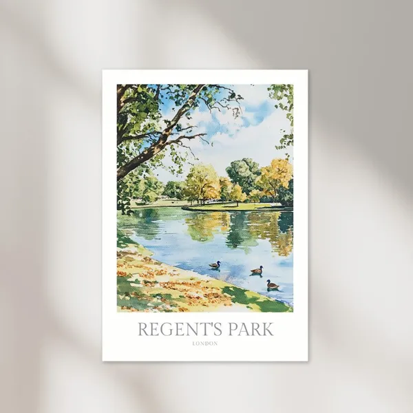 Regents Park London Watercolor Poster, Travel Poster