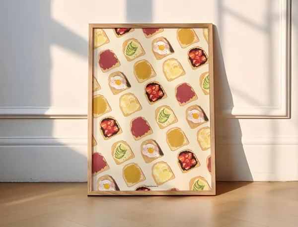 Toast Toppings Breakfast Art Print, Kitchen Poster