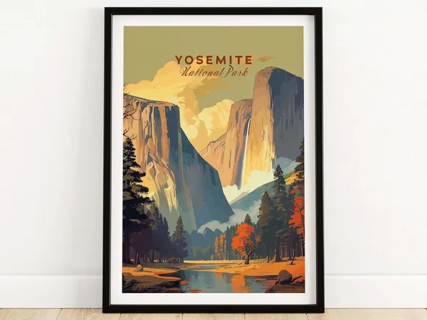Yosemite Travel Poster, National Parks Wall Art