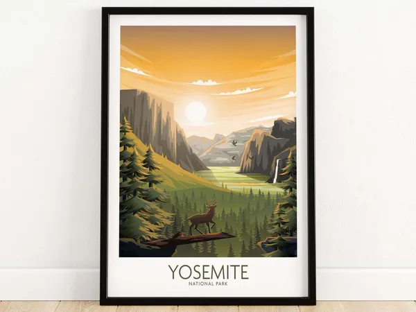 Yosemite Travel Poster, National Park Wall Art Print