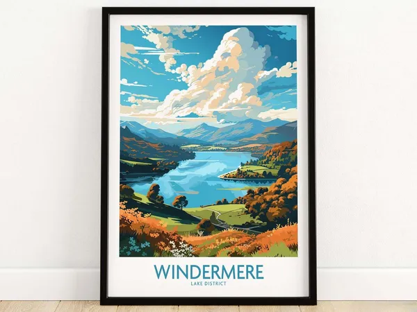 Windermere Lake District Travel Poster, Personal