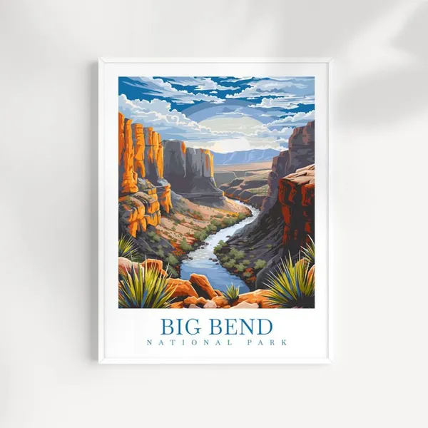 Big Bend National Park Travel Poster, Texas Landscape