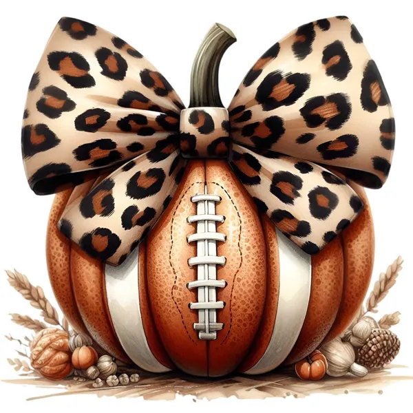 Leopard Print Bow Pumpkin Football Art Print