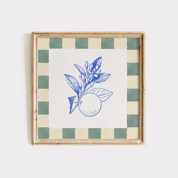 Vintage Orange Print Art Print, Trendy Decor