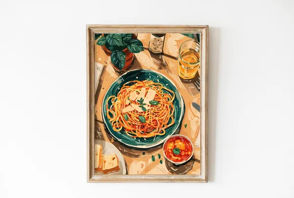 Pasta Food Poster, Italy Cuisine Wall Art Print