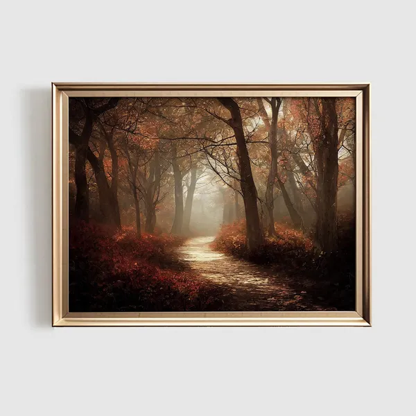 Fall Landscape Art Print, Autumn Forest Decor