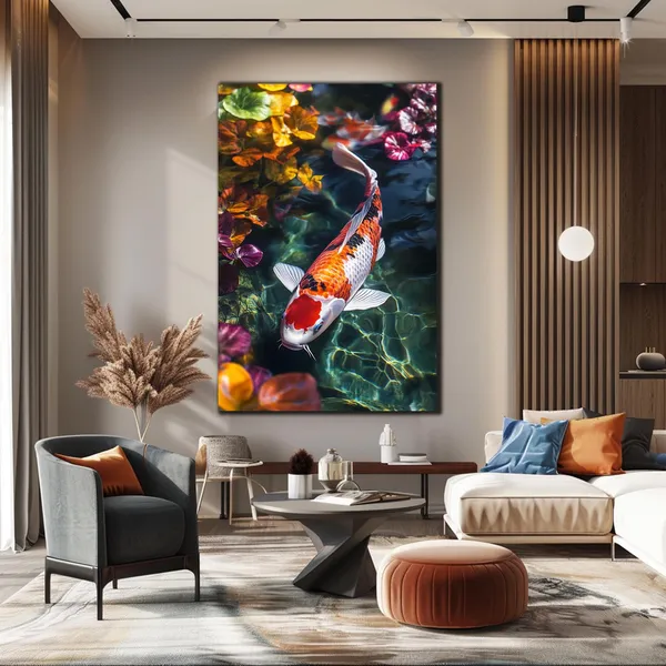 Japanese Koi Fish Art Print, Animal Wall Decor