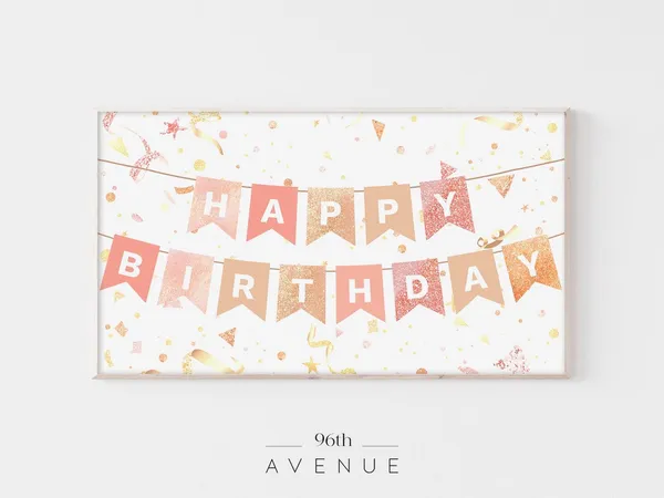 Happy Birthday Frame TV Party Decor Art Print