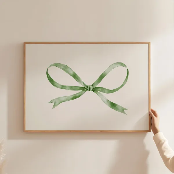 Green Bow Print Coquette Balletcore Wall Art Print