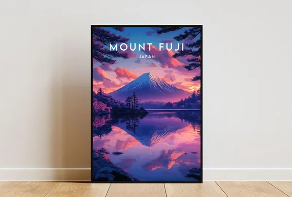 Mount Fuji Travel Poster, Japan Travel Wall Art