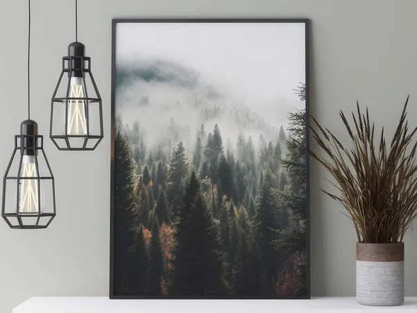 Green Forest In The Fog, Vintage Nature Poster