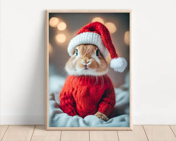 Cute Christmas Bunny Retro Winter Animal Art Print