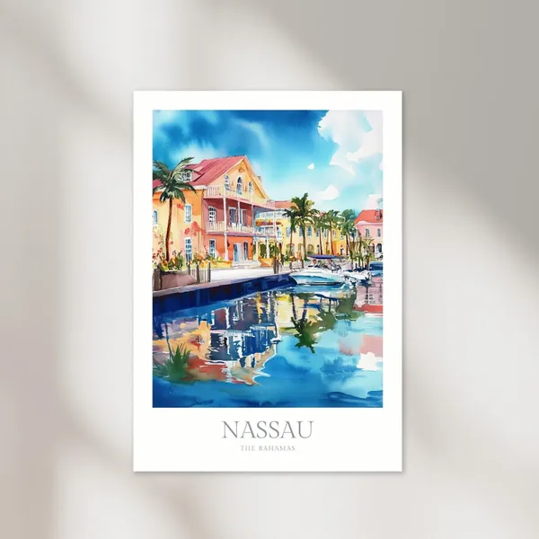 Nassau Bahamas Watercolor Travel Poster Art Print