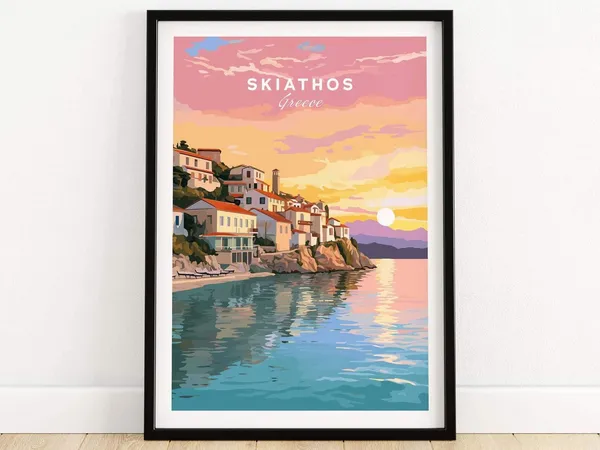 Skiathos Greece Travel Poster, Place and Journey Print