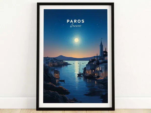 Paros Greece Travel Poster, Home Decor Art Print