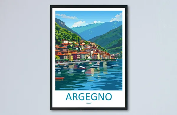 Argegno Italy Travel Poster, Europe Wall Art
