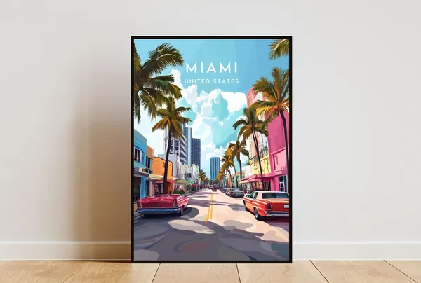 Miami Travel Poster, United States Florida