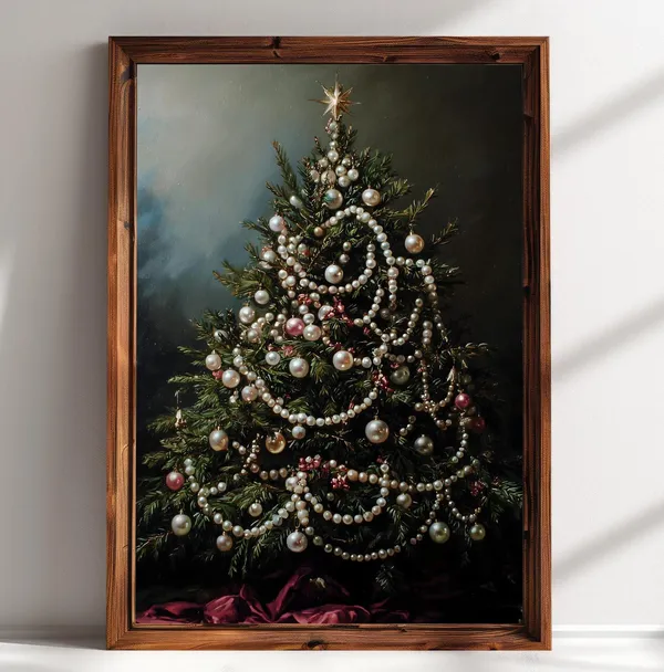 Vintage Christmas Tree Victorian Winter Art Print