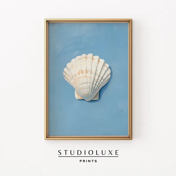 Coastal Seashell Painting, Beachy Trendy Art Print