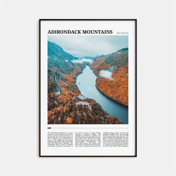 Adirondack Mountains Travel Poster, New York Usa