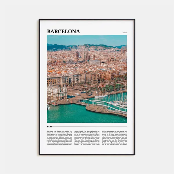 Barcelona Travel Poster, Catalonia Spain Wall Art