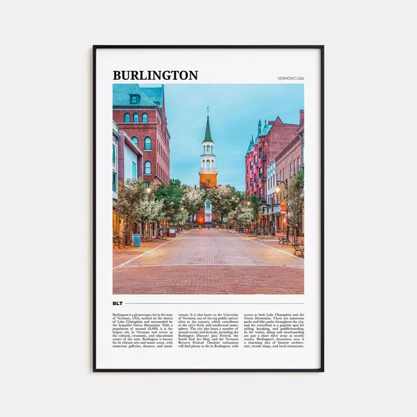 Burlington Vintage Travel Poster, Vermont Wall Art