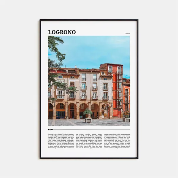 Logrono Travel Poster, Spain City Wall Art Print