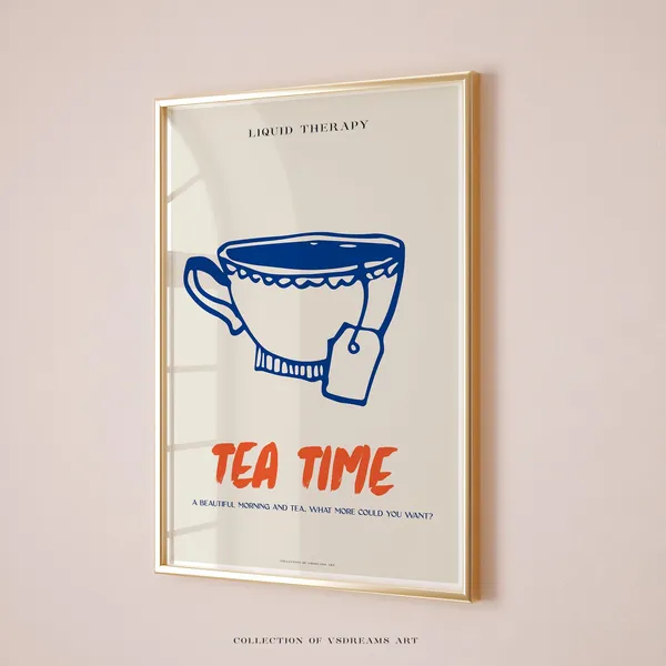 Tea Time Poster, Coffee Shop Kitchen Decor Art Print